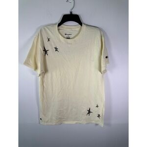 ChampionShirt Mens M Cream Star Graphic Champion Script Back Short Sleeve